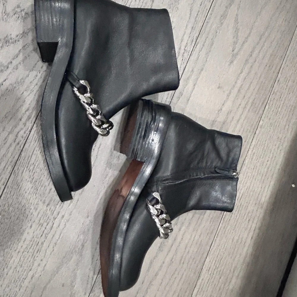 Givenchy Black Ankle Boots with Silver Chain - Picture 3 of 7